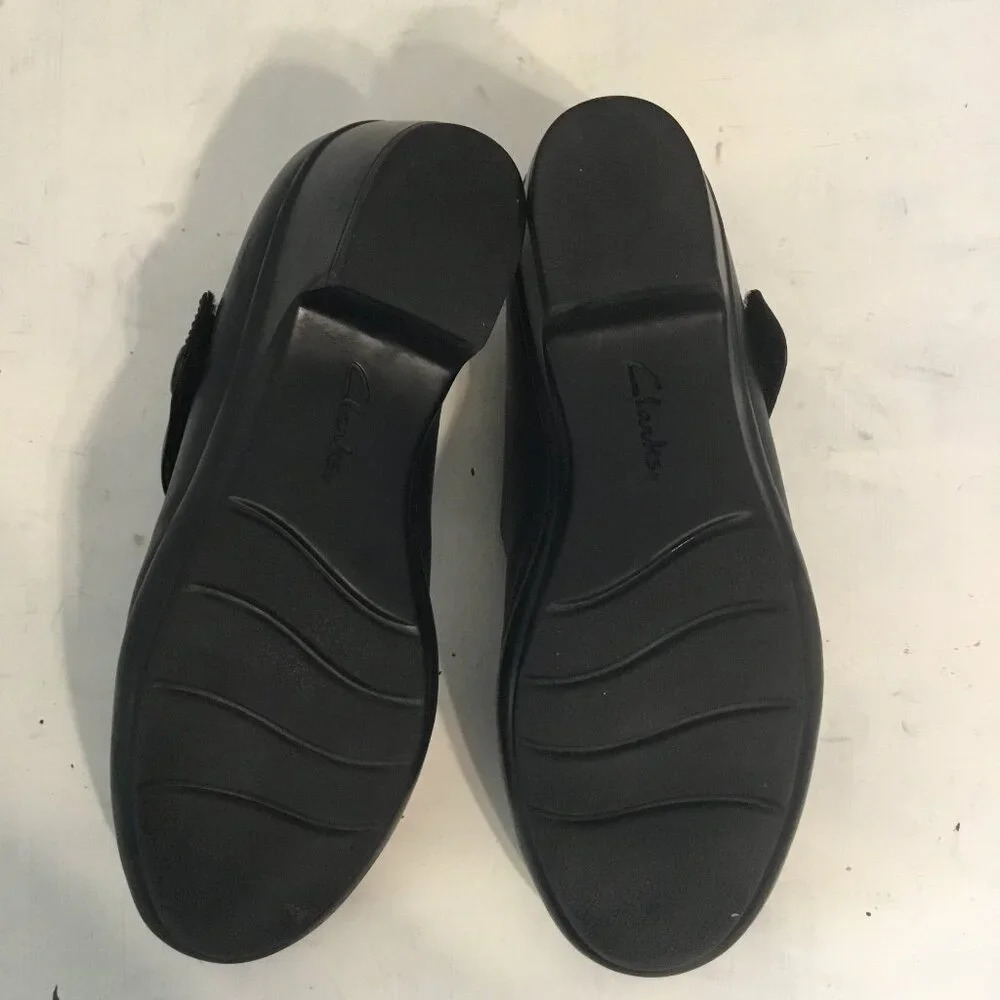 Clarks Hope Henley Black Leather Mary Jane 7.5 M Comfort Shoes Academia Work - Picture 13 of 14